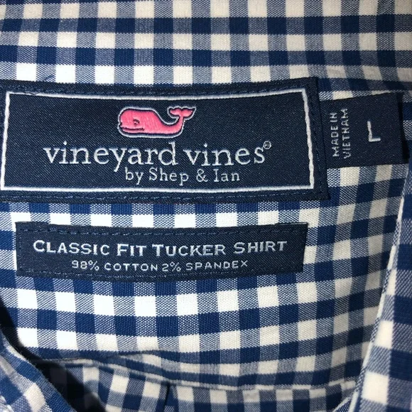 Vineyard Vines Classic Fit  Tucker Shirt Men’s Large Blue Bay Gingham Whale - Picture 6 of 9